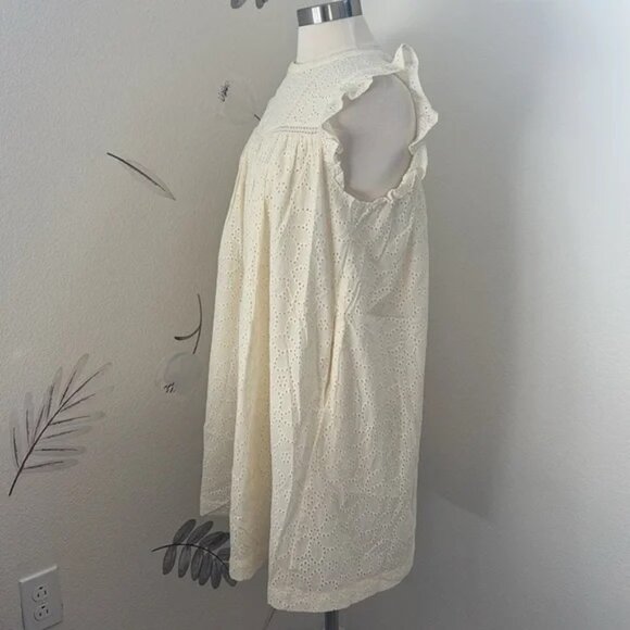 NEW Madewell Eyelet Ruffle-Sleeve Mini Dress M NWT Lighthouse $128 - Picture 4 of 10